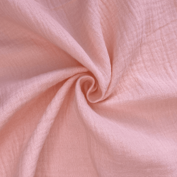 Ткань Муслин Жатый, цвет Нежно-Розовый (на отрез)  в Анапе